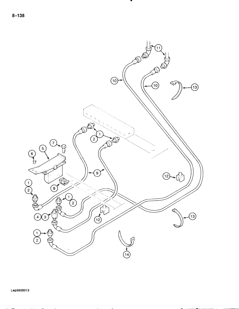 Схема запчастей Case 888 - (8-138) - HYDRAULIC CONTROL CIRCUIT, MANIFOLD TO OPTION FOOT CONTROL VALVE (08) - HYDRAULICS