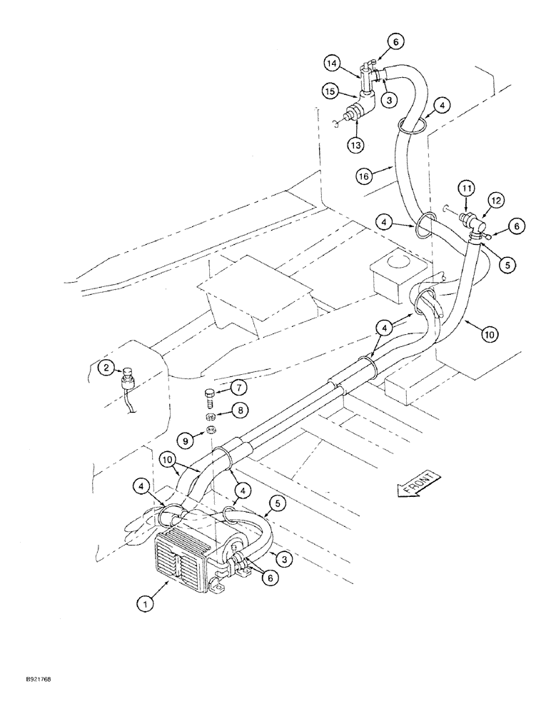 Схема запчастей Case 9030 - (9-36) - HEATER AND HOSES (09) - CHASSIS