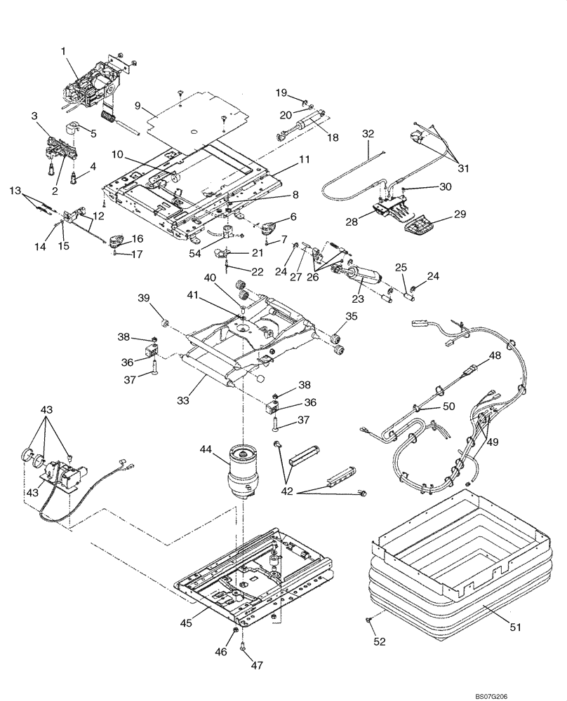 Схема запчастей Case 521E - (09-55) - SEAT ASSY, AIR SUSPENSION (09) - CHASSIS