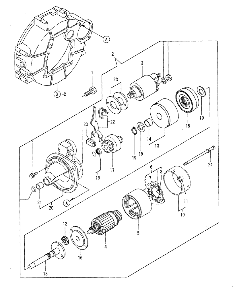 Схема запчастей Case CX22B - (ENGINE-14[1]) - STARTER MOTOR (55) - ELECTRICAL SYSTEMS