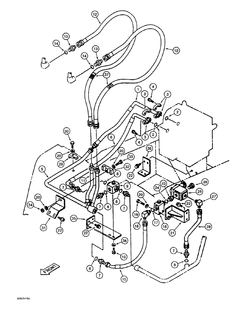 Схема запчастей Case 9040B - (8-090) - DBL ACTN AUXLY EQUIP OPT,CONTROL VLVE TO CYLD/RELIEF CIRCTS, STD MODLS PRIOR TO PIN DAC0401166 (08) - HYDRAULICS