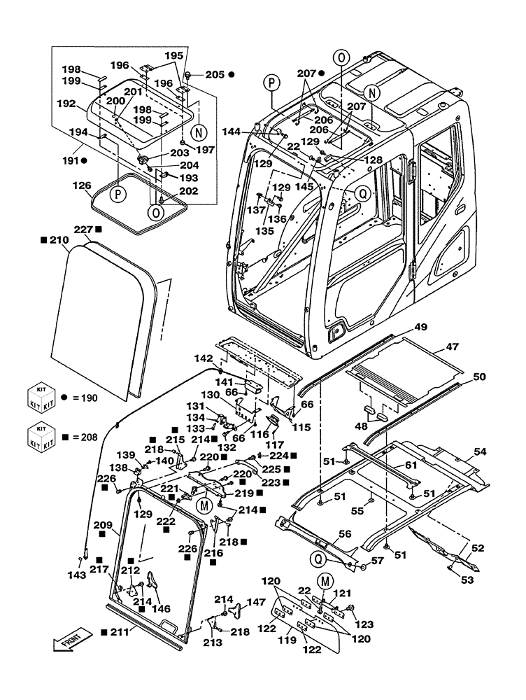 Схема запчастей Case CX300C - (09-030-00[01]) - CAB - WINDSHIELD - OPENING ROOF - SUN VISOR (09) - CHASSIS/ATTACHMENTS