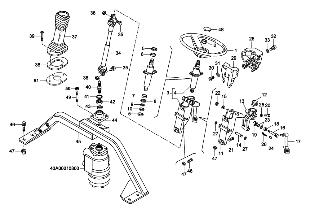 Схема запчастей Case 340 - (43A00020799[001]) - STEERING WHEEL AND TILTING STEERING COLUMN (87447801) (41) - STEERING