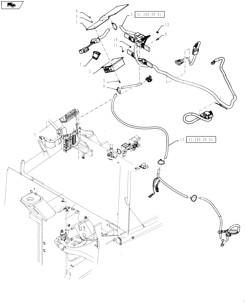 Схема запчастей Case 1021F - (41.200.09) - JOYSTICK STEERING ELECTRIC INSTALLATION (41) - STEERING