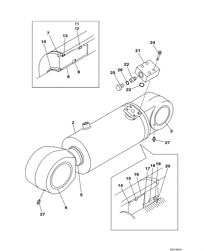 Схема запчастей Case CX700 - (08-260-00[01]) - CYLINDER - SELF-DETACHING COUNTERWEIGHT SYSTEM (08) - HYDRAULICS