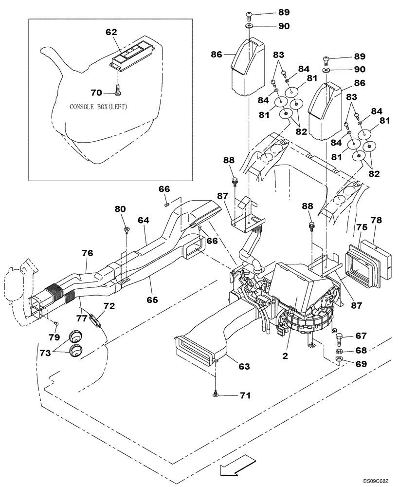 Схема запчастей Case CX130B - (09-80) - CAB HEATER (09) - CHASSIS/ATTACHMENTS