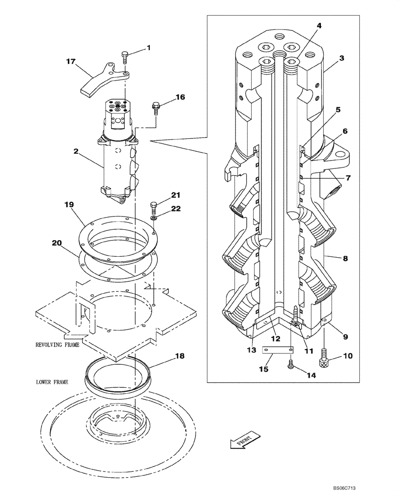 Схема запчастей Case CX330 - (08-070-00[01]) - SWING JOINT (08) - HYDRAULICS