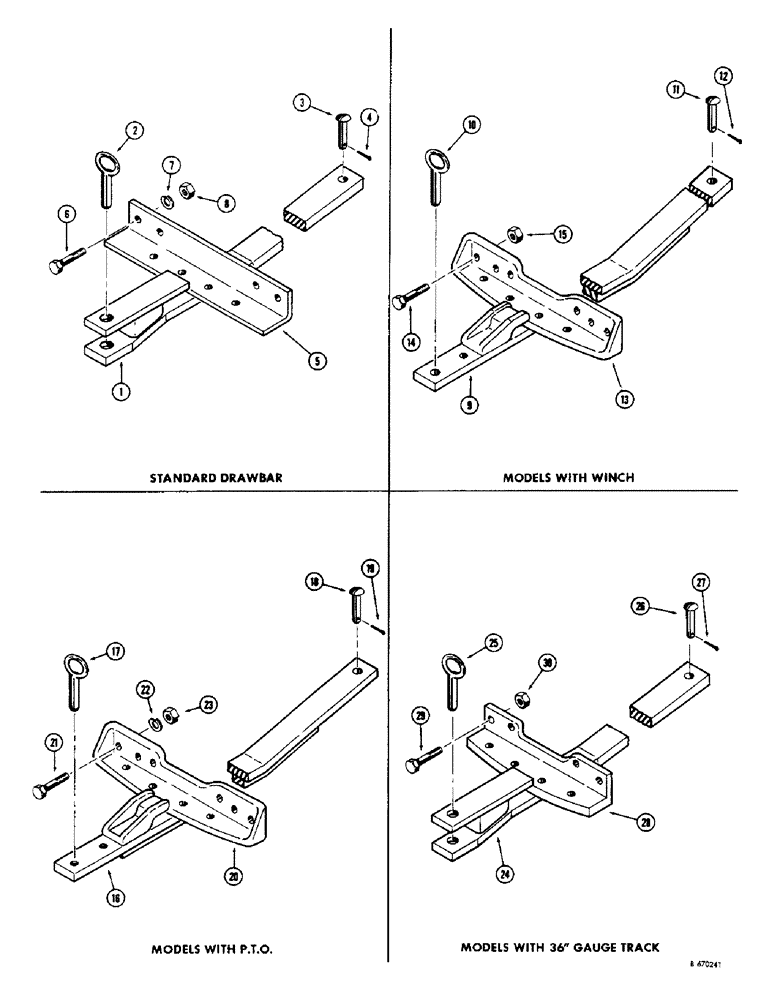 Схема запчастей Case 310G - (256) - DRAWBARS, STANDARD DRAWBAR (05) - UPPERSTRUCTURE CHASSIS