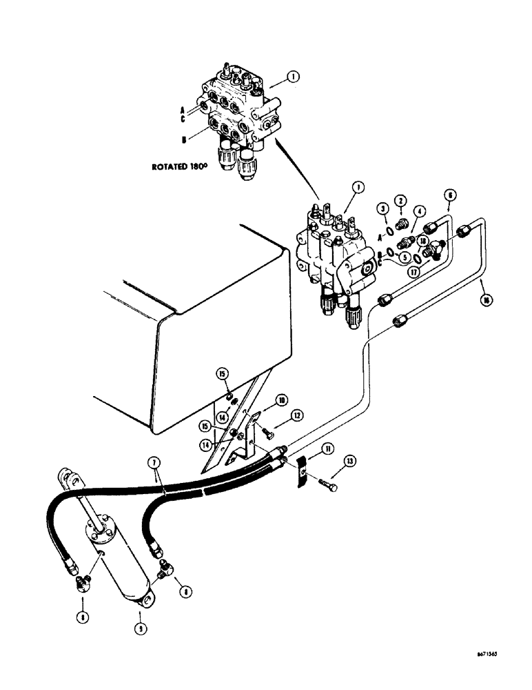 Схема запчастей Case 310G - (198) - THREE POINT HITCH HYDS., (MODELS W/OUT DIVERSION VALVE) (07) - HYDRAULIC SYSTEM