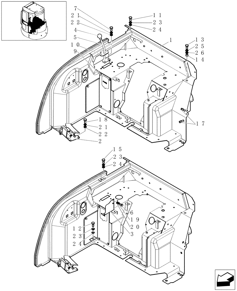 Схема запчастей Case CX22B - (1.070[03]) - CONTROL OPERATORS - CAB (90) - PLATFORM, CAB, BODYWORK AND DECALS