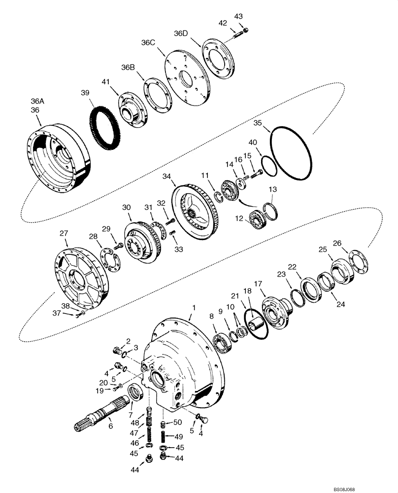 Схема запчастей Case 450 - (154) - D45565 AND D52422 TORQUE CONVERTERS (03) - TRANSMISSION