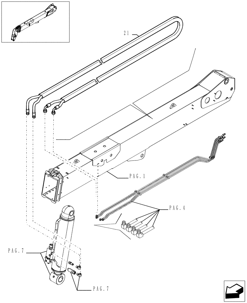 Схема запчастей Case TX945 - (9.80092B[05]) - ARM FOR 4 FUNCTIONS (45 FEET) - OPTIONAL CODE 749027241 (83) - TELESCOPIC SINGLE ARM