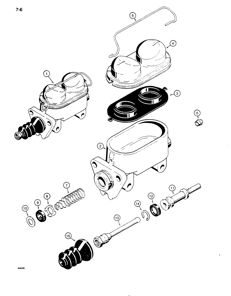 Схема запчастей Case 855D - (7-06) - BRAKE MASTER CYLINDER ASSEMBLY (07) - BRAKES