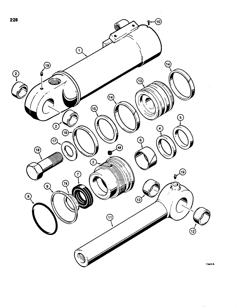 Схема запчастей Case 855C - (228) - G101216 DOZER TILT CYLINDER, ANGLE TILT DOZER MODELS (07) - HYDRAULIC SYSTEM