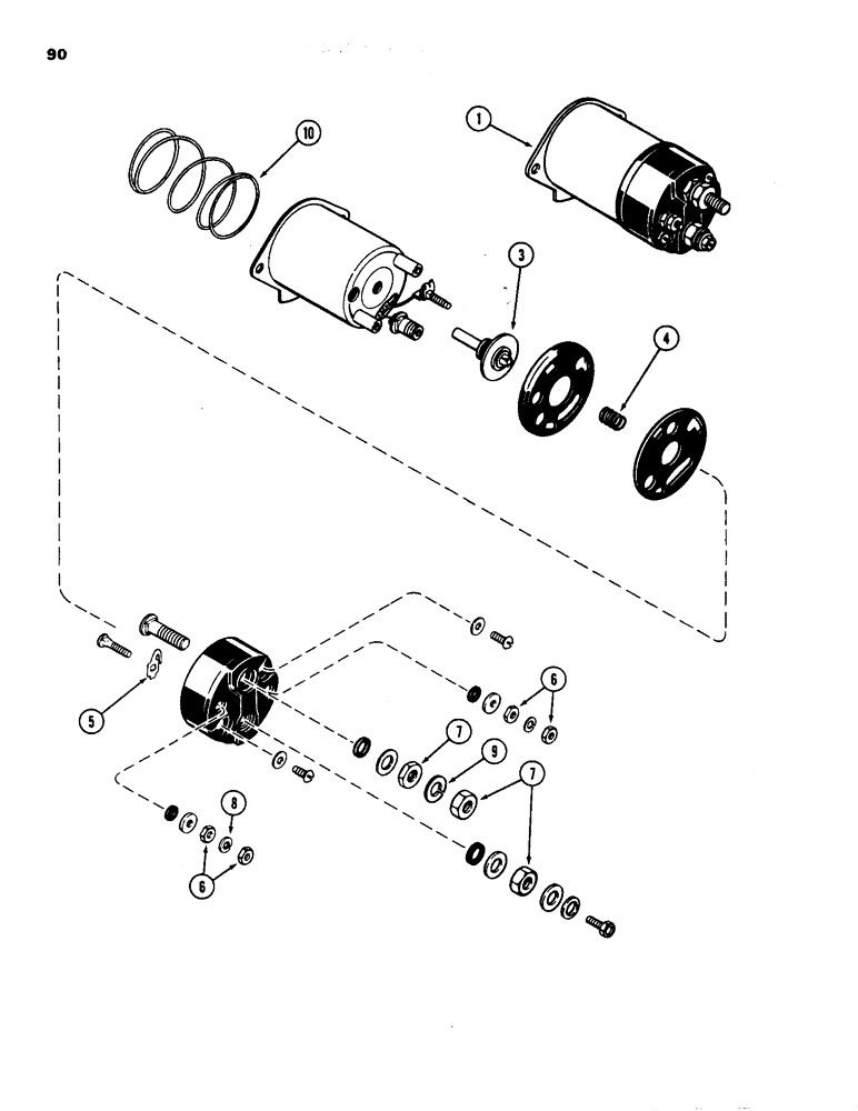 Схема запчастей Case 1835 - (090) - STARTER SOLENOID, 188 DIESEL ENGINE (04) - ELECTRICAL SYSTEMS