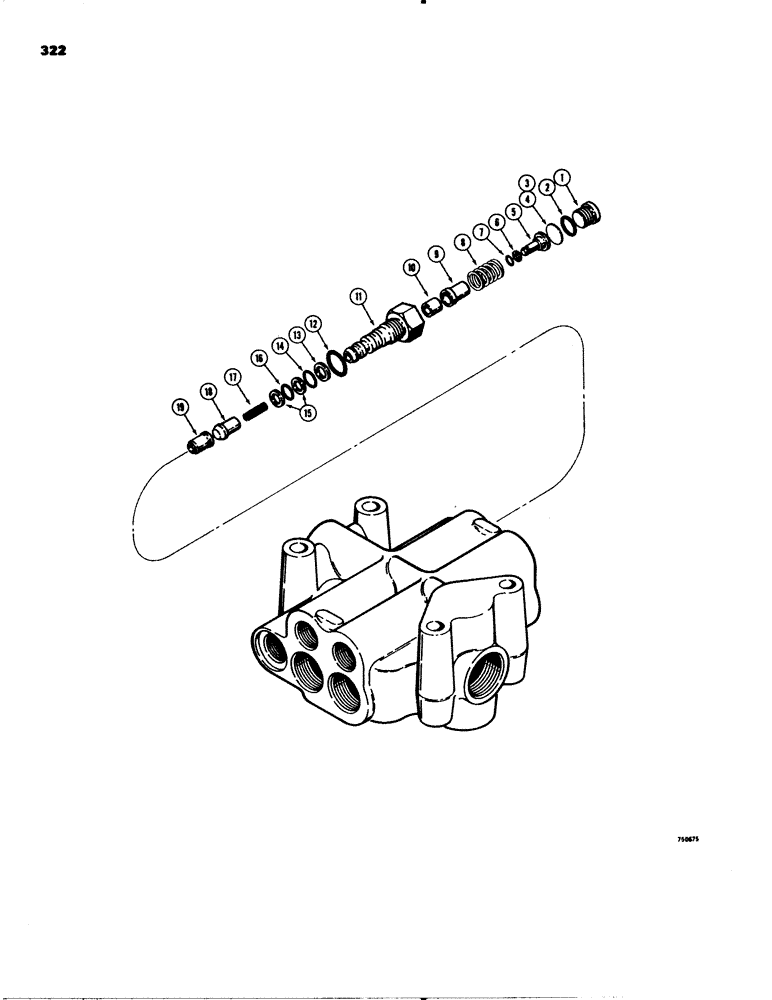 Схема запчастей Case 580C - (322) - PARKER LOADER CONTROL VALVE, SECONDARY RELIEF VALVE & LOAD CHECK VALVE, SHIM ADJUSTABLE (08) - HYDRAULICS