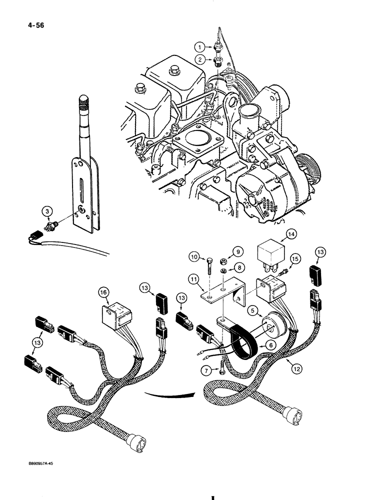 Схема запчастей Case 580K - (4-056) - SPECIAL PARTS USED ON MODELS W/AUDIBLE WARNING ALARM FOR WATER TEMP/ENG OIL PRESSURE & PARKING BRAKE (04) - ELECTRICAL SYSTEMS