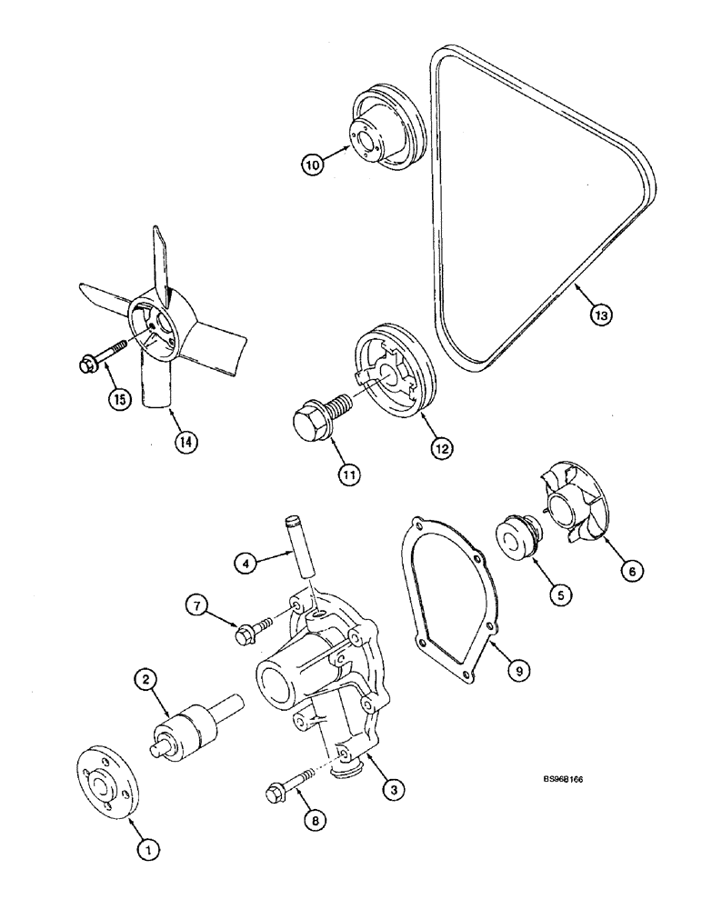 Схема запчастей Case 1825B - (2-10) - WATER PUMP SYSTEM (02) - ENGINE