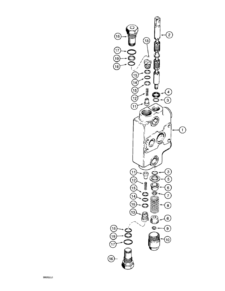 Схема запчастей Case 580SK - (8-098) - BACKHOE CONTROL VALVE, DIPPER EXTENSION SECTION (08) - HYDRAULICS