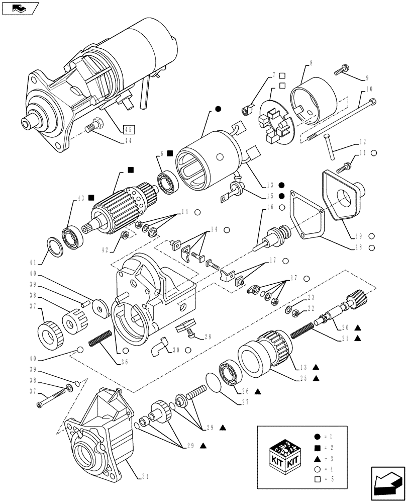 Схема запчастей Case 580SN - (55.201.01[01]) - STARTER MOTOR C9003 (55) - ELECTRICAL SYSTEMS