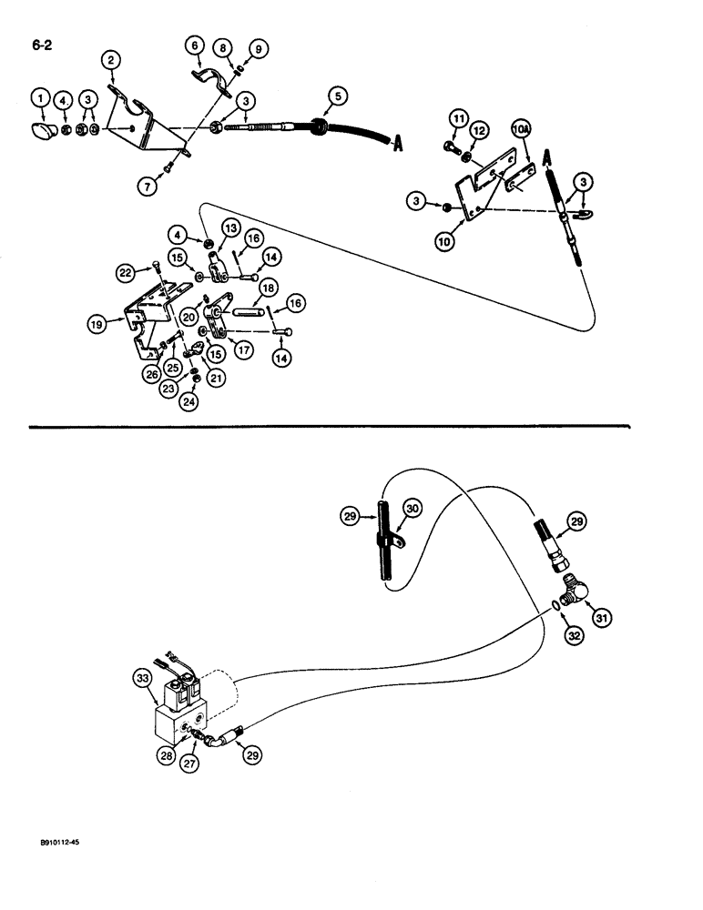 Схема запчастей Case 680L - (6-02) - FOUR WHEEL DRIVE FRONT AXLE CONTROL, MECHANICAL ENGAGEMENT/DISENGAGEMENT, PRIOR TO P.I.N. JJG0070953 (06) - POWER TRAIN