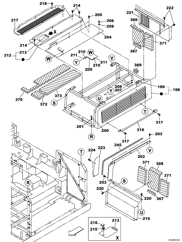 Схема запчастей Case CX800B - (09-73) - COWLING - ENGINE COVER (09) - CHASSIS