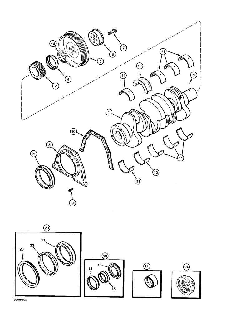 Схема запчастей Case 590 - (2-46) - CRANKSHAFT, 4T-390 ENGINE (02) - ENGINE