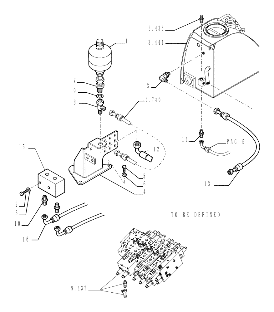 Схема запчастей Case 1850K - (3.434[03]) - HYDRAULIC SYSTEM PIPING (04) - UNDERCARRIAGE