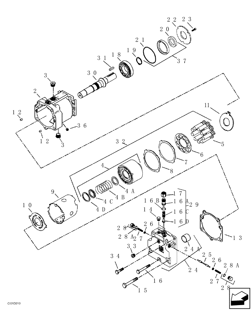 Схема запчастей Case SV216 - (10-015-00[01]) - HYDRAULIC MOTOR - VIBRATION (08) - HYDRAULICS