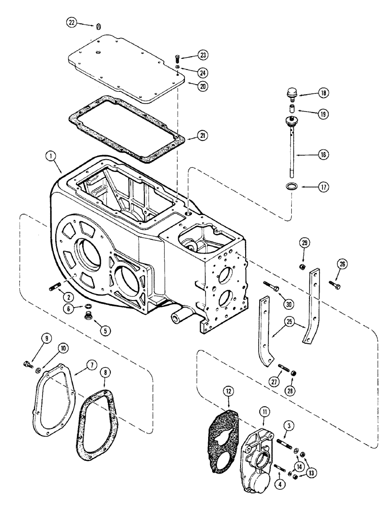 Схема запчастей Case 680CK - (084) - TRANSMISSION CASE AND COVERS (21) - TRANSMISSION