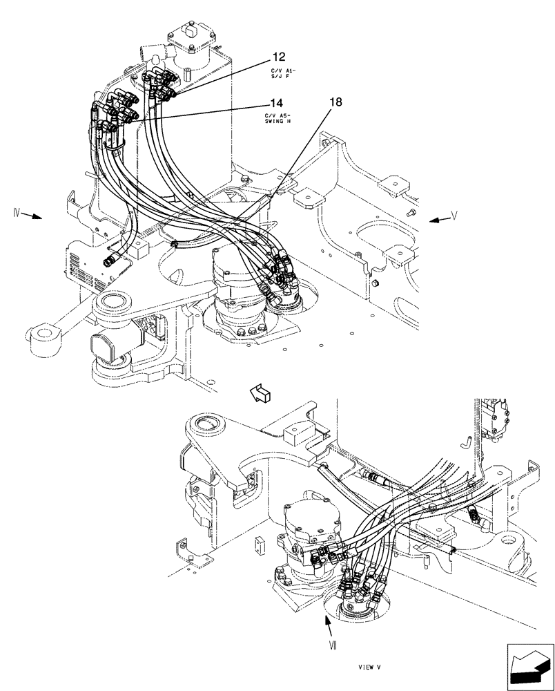 Схема запчастей Case CX31B - (01-034[02]) - HYD LINES, UPP (35) - HYDRAULIC SYSTEMS