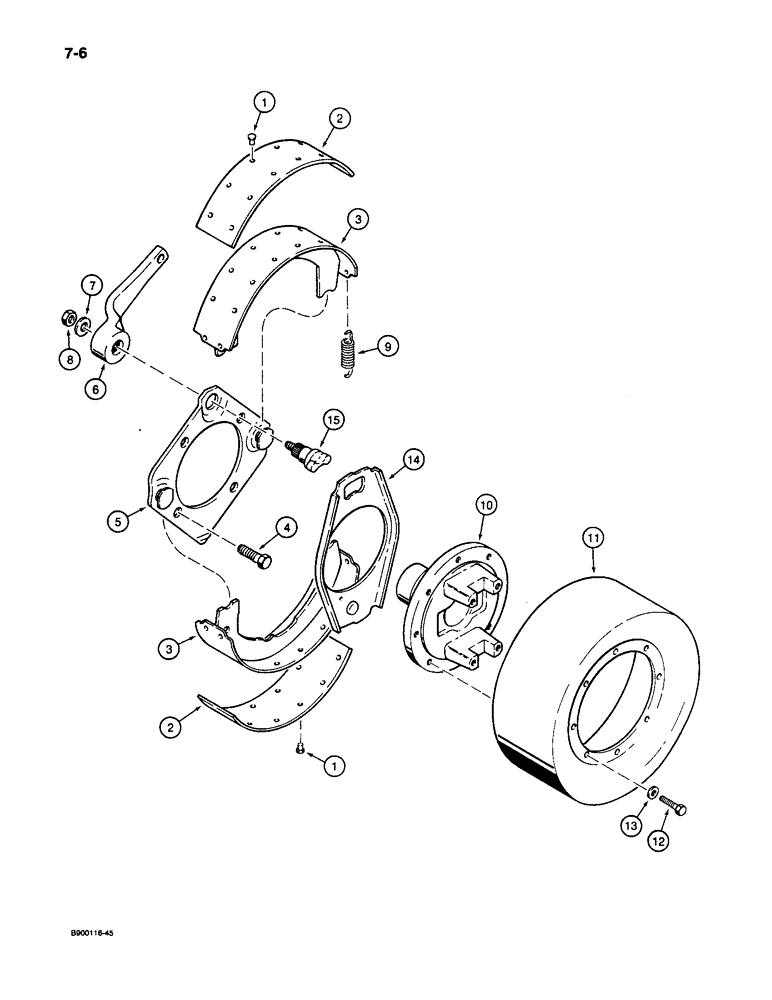 Схема запчастей Case 1085C - (7-06) - REAR AXLE, PARKING BRAKE (07) - BRAKES