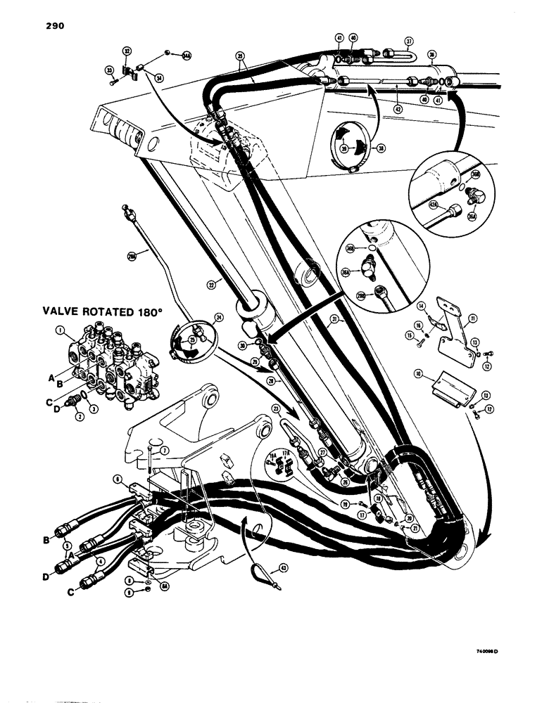 Схема запчастей Case 680E - (290) - BACKHOE DIPPER AND BUCKET CYLINDER HYDRAULIC CIRCUIT (35) - HYDRAULIC SYSTEMS