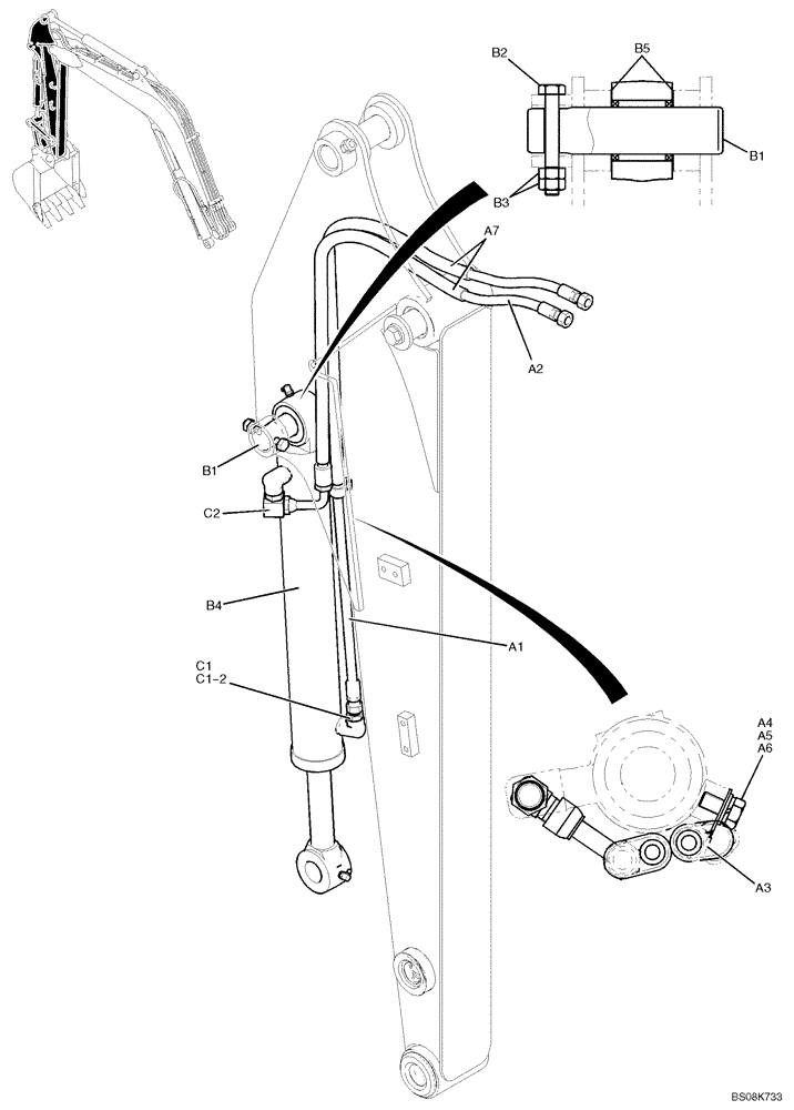 Схема запчастей Case CX27B BTW - (05-011) - HYD LINES, ARM 1.37M (PV43H00015F1, PV12B00113F1, PM43H00021F1 (35) - HYDRAULIC SYSTEMS