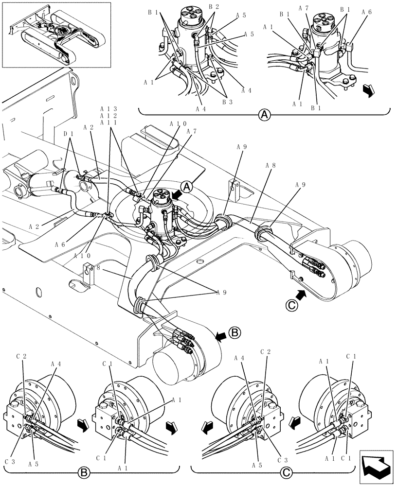 Схема запчастей Case CX36B - (400-01[1-01]) - SWIVEL JOINT HYD.LINES (35) - HYDRAULIC SYSTEMS