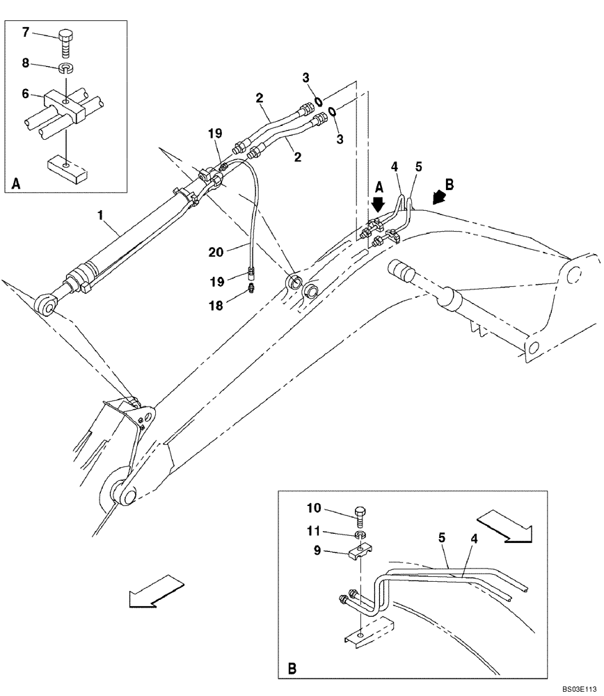 Схема запчастей Case CX135SR - (08-023) - HYDRAULICS - ARM CYLINDER, MODELS WITHOUT LOAD HOLD (08) - HYDRAULICS