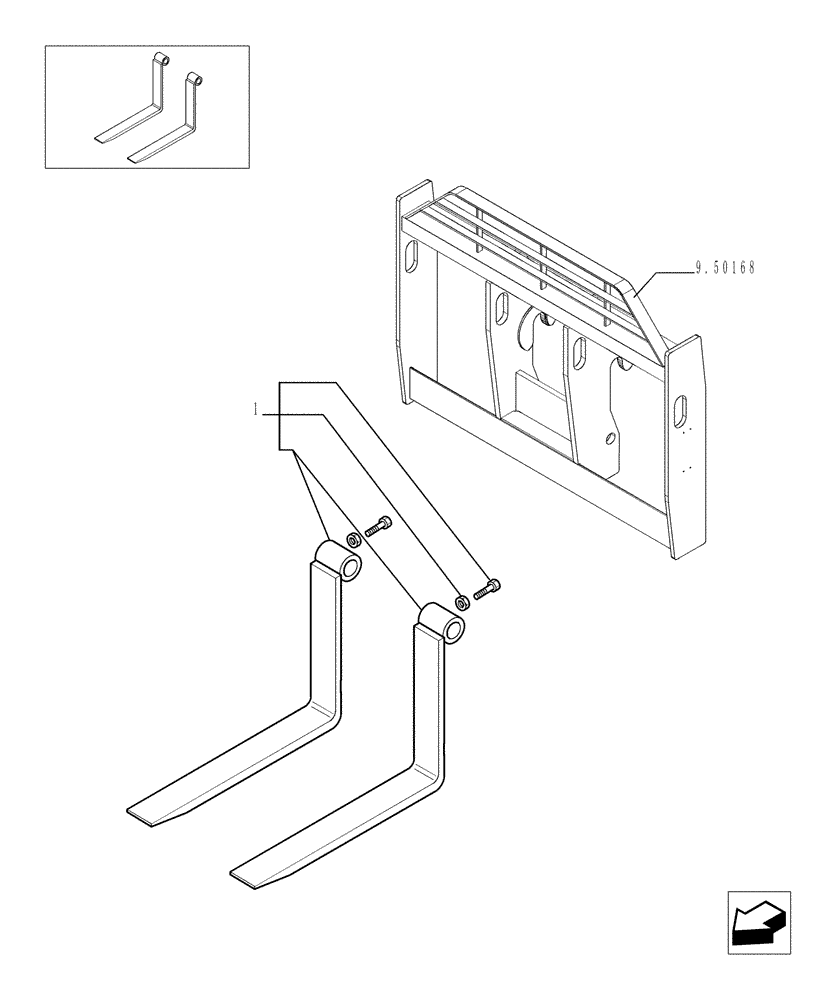 Схема запчастей Case TX1055 - (9.01293[01]) - FLOATING FORK 125X50X1200 MM - OPTIONAL CODE 749369001 (88) - ACCESSORIES