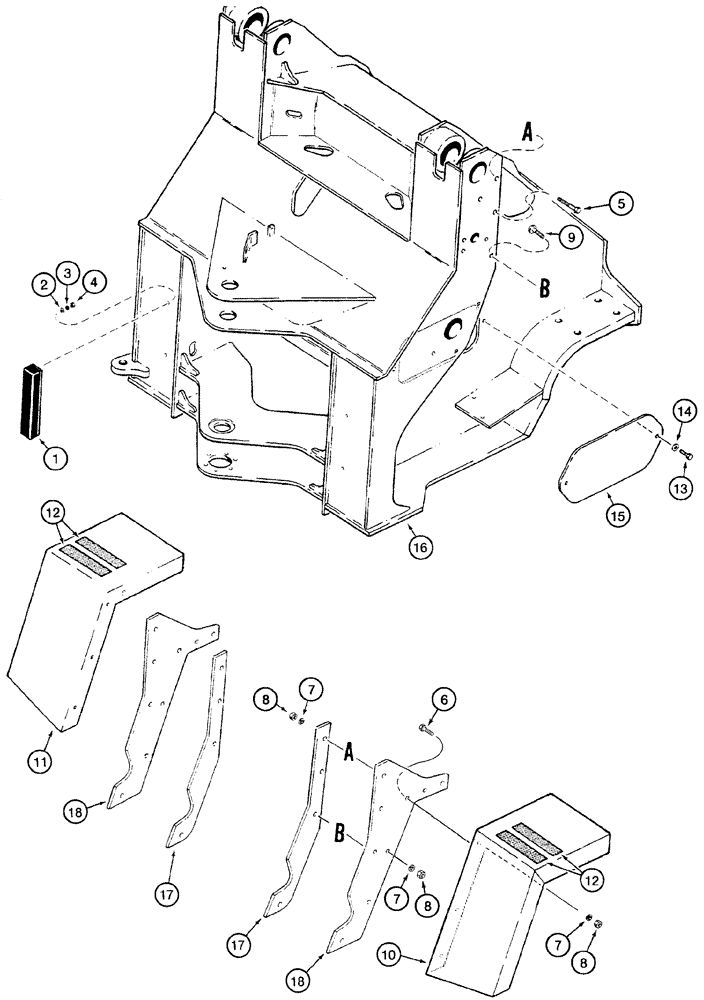 Схема запчастей Case 721C - (09-29) - FRAME, FRONT - FENDERS (09) - CHASSIS