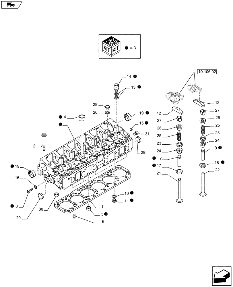 Схема запчастей Case F2CFE614C A002 - (10.101.01) - CYLINDER HEAD & RELATED PARTS (5801382527 - 504029659 - 5801379857) (Dec 2 2011 10:31:00.5770 AM) (10) - ENGINE