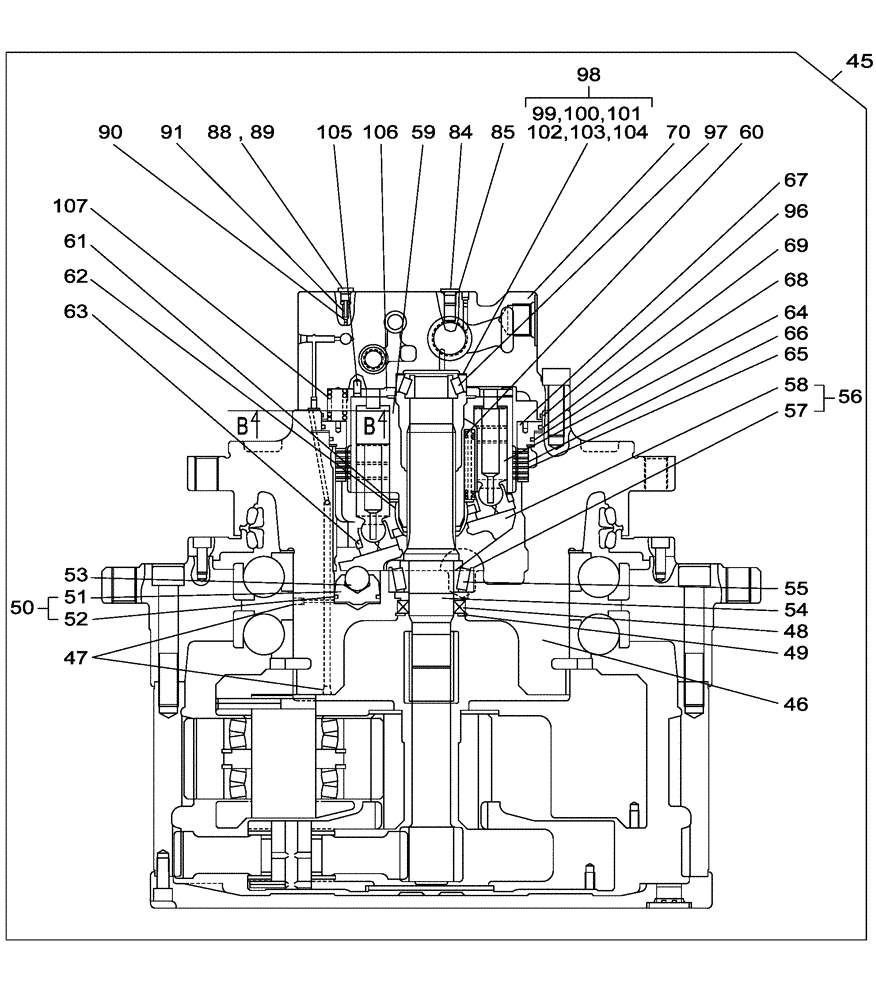 Схема запчастей Case CX470C - (07-011-00[01]) - TRAVEL MOTOR (07) - HYDRAULIC SYSTEM