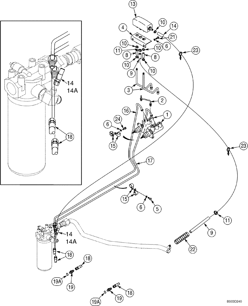 Схема запчастей Case 580M - (07-04) - HYDRAULICS - BRAKE MASTER CYLINDER (07) - BRAKES