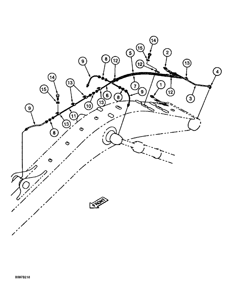 Схема запчастей Case 9030B - (9-094) - BOOM LUBRICATION LINES, LONG REACH (21 FT. ARM) MODELS (09) - CHASSIS