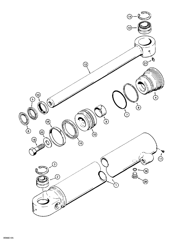 Схема запчастей Case 650G - (8-29A) - 190595A1 ANGLE CYLINDER (08) - HYDRAULICS