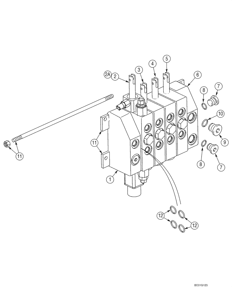 Схема запчастей Case 570MXT - (08-22) - VALVE ASSY - HITCH, THREE POINT (FOUR SPOOL CONTROL VALVE) (08) - HYDRAULICS