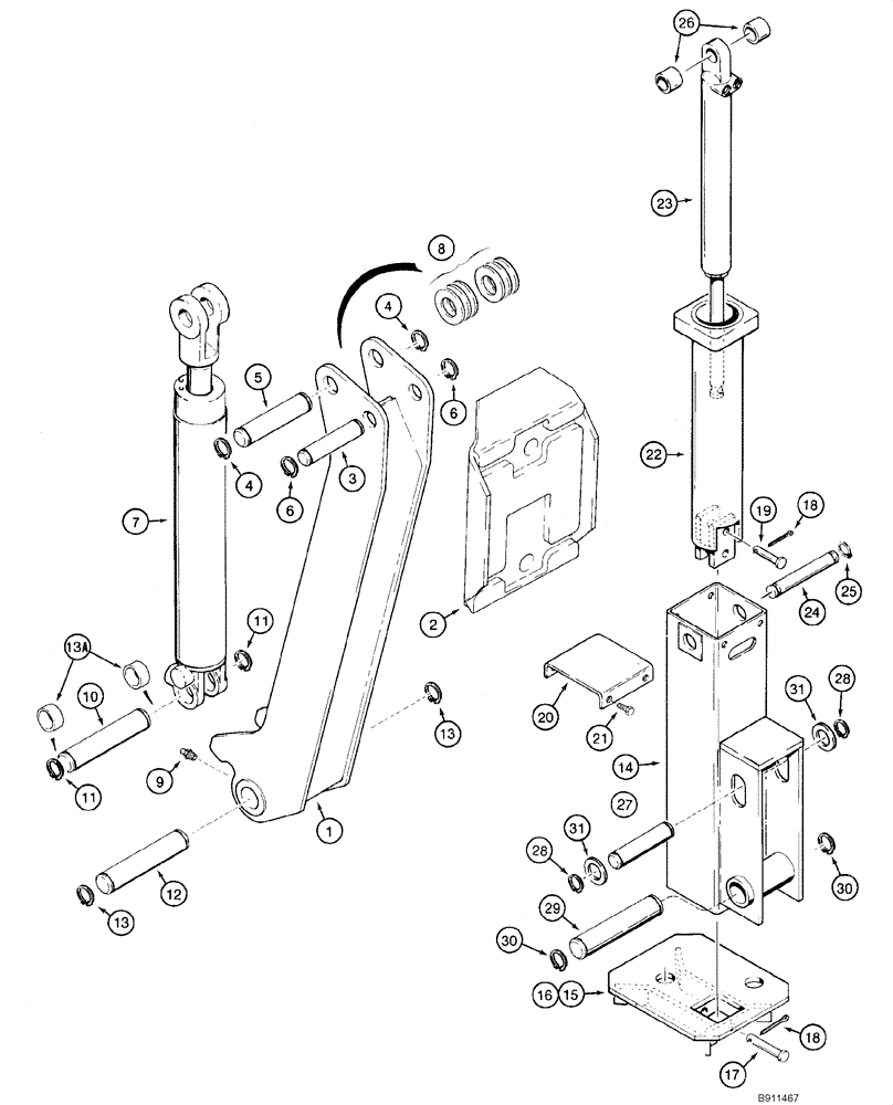 Схема запчастей Case 60XT - (09-43) - BACKHOE - STABILIZERS (D100) (09) - CHASSIS