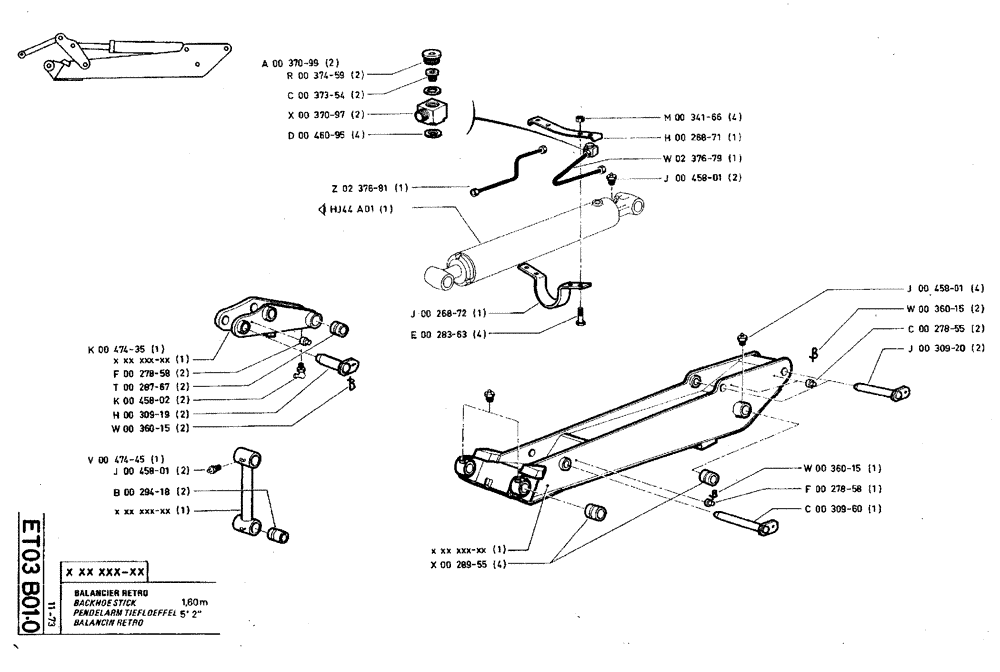 Схема запчастей Case TY45 - (ET03 B01.0) - BACKHOE STICK - 1,60 M (5 2") (14) - DIPPERSTICKS