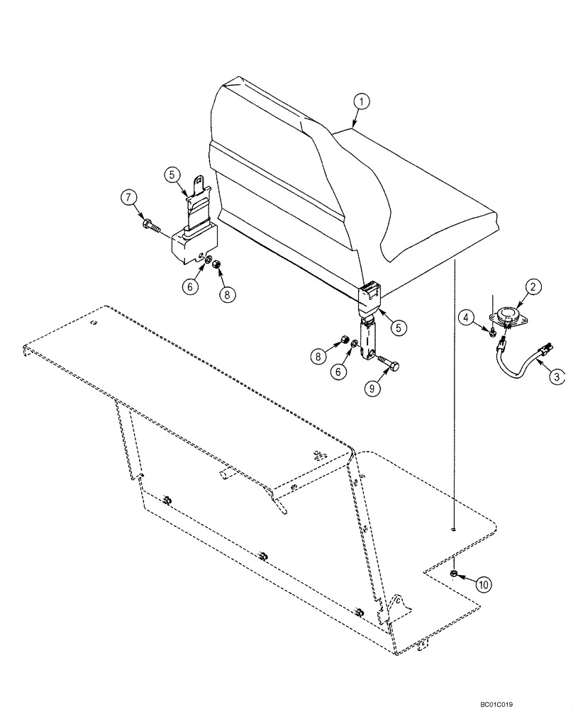 Схема запчастей Case 40XT - (09-23) - SEAT - MOUNTING, NON-SUSPENSION (09) - CHASSIS