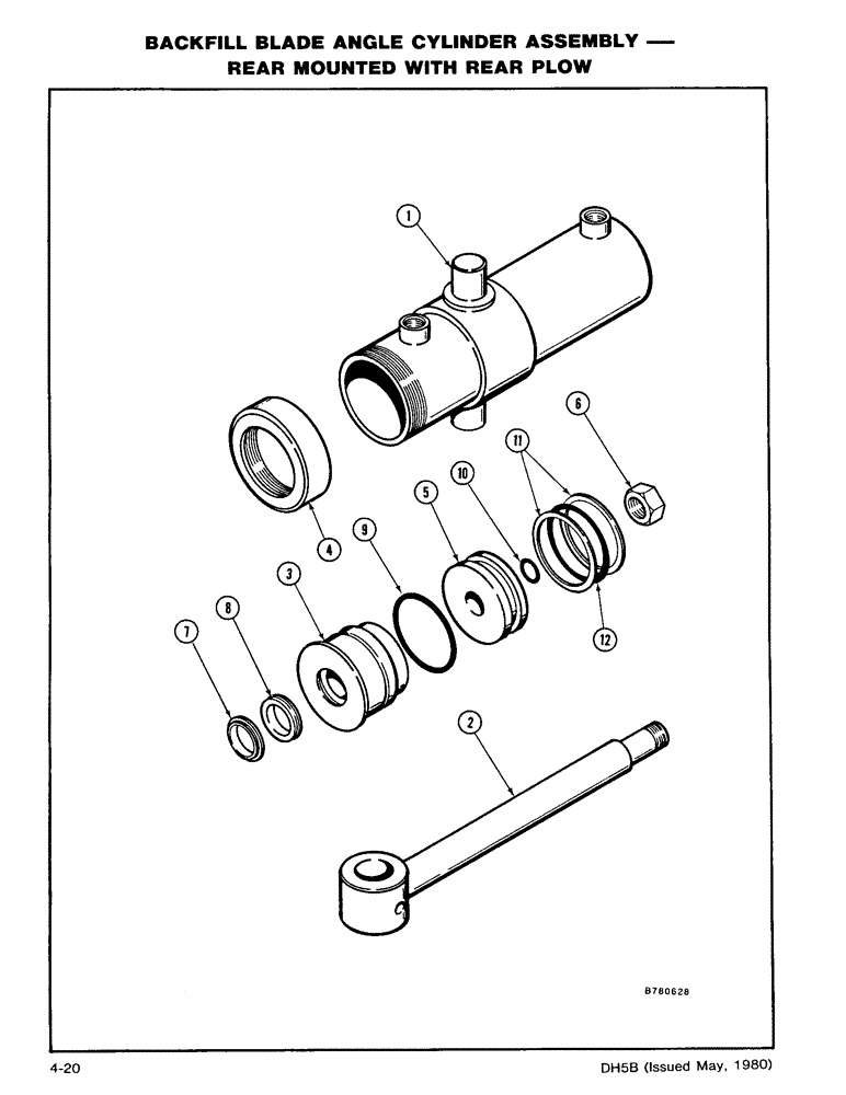 Схема запчастей Case DH5 - (4-20) - BACKFILL BLADE ANGLE CYLINDER ASSEMBLY - REAR MOUNTED WITH REAR PLOW (35) - HYDRAULIC SYSTEMS