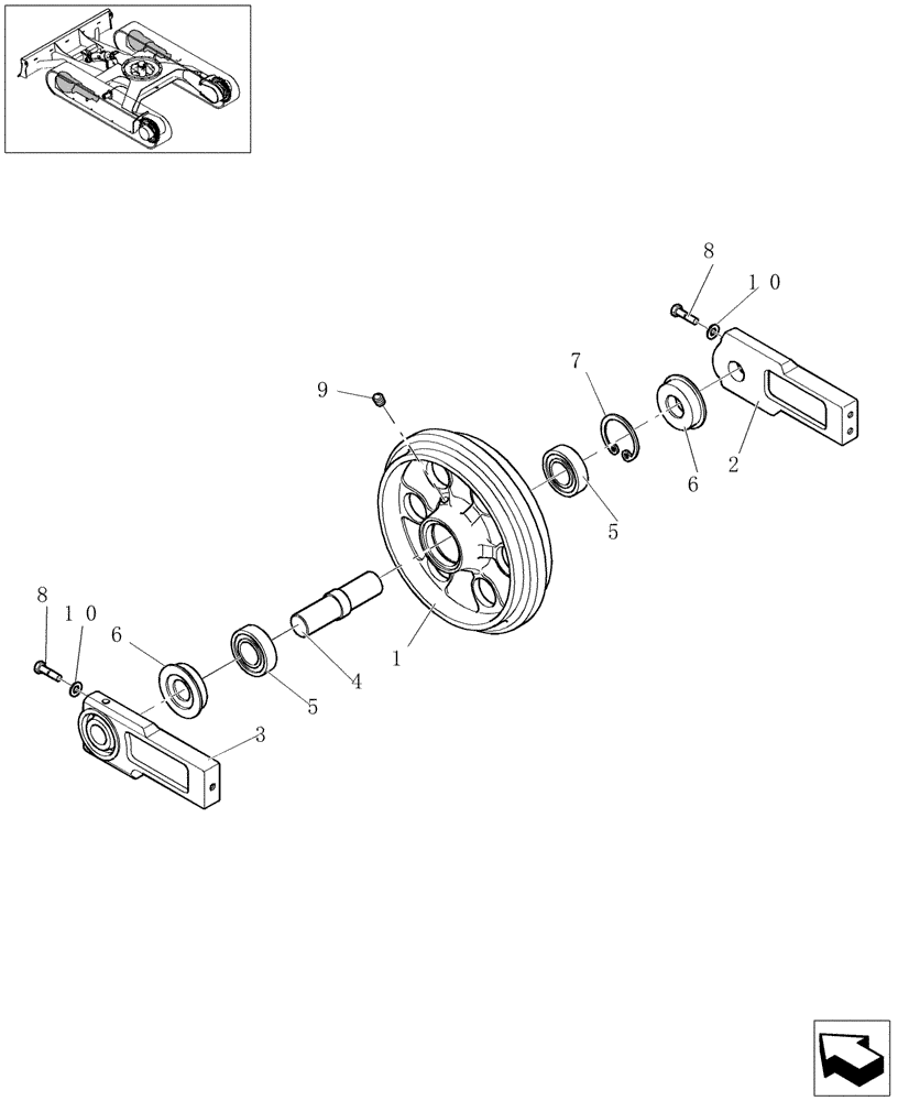 Схема запчастей Case CX27B - (3.020C[01]) - IDLER ASSY RH (03) - Section 3