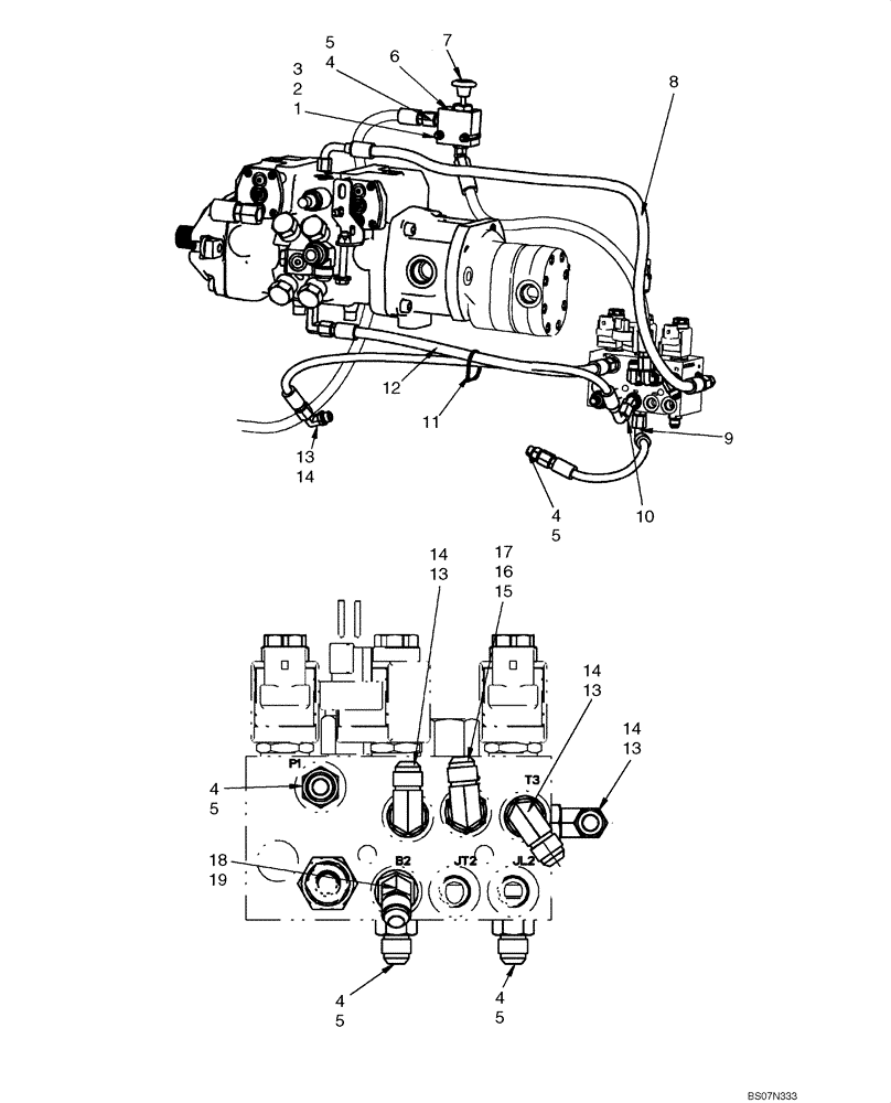 Схема запчастей Case 420 - (06-26) - HYDROSTATICS - MULTI VALVE, PILOT (EUROPE) (06) - POWER TRAIN